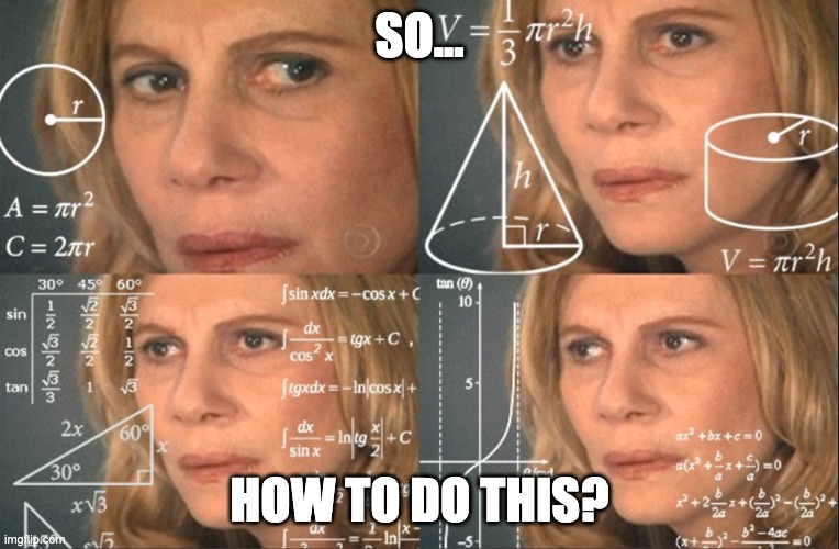 A meme of a confused person thinking, captioned 'So... How to do this?'